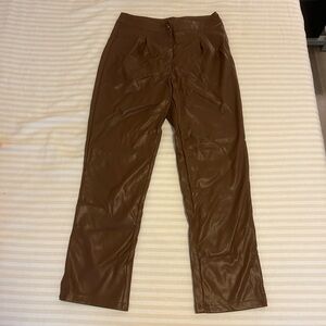 Brown Faux Leather Pants